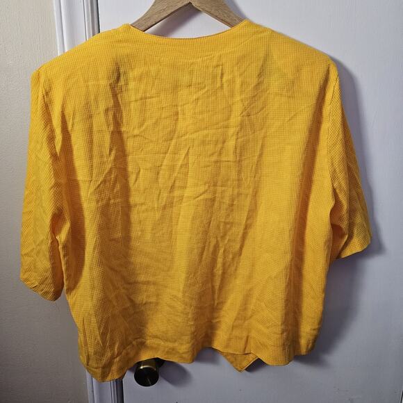 VTG 90s CM Shapes Yellow Cropped Blouse Size 2X Retro Colorful 80s Momcore - Picture 5 of 5